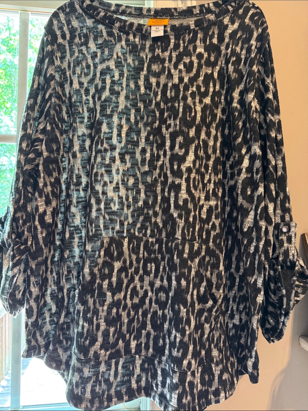 Ruby Rd. Black & Cream Leopard Knit Tunic